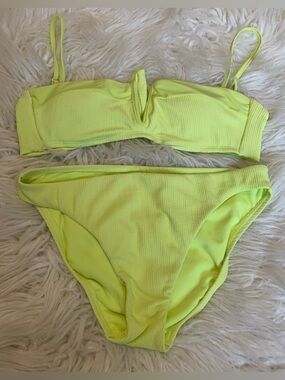 Sanctuary Textured Bikini Swimsuit Neon Yellow Size Small